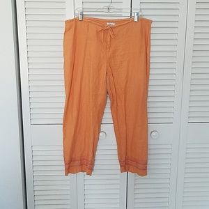 Used Orange linen embroidered pants